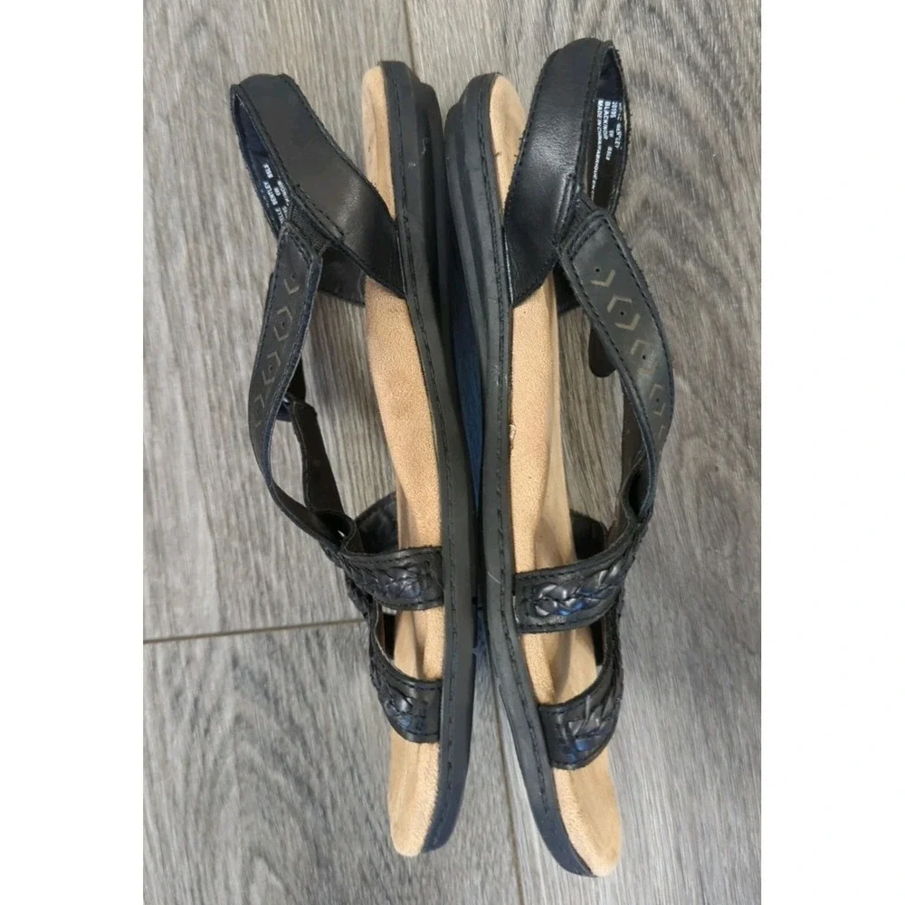 Earth Origins 6W‎ Belle Bentley Strappy Adjustable Sandals Black Leather Comfy